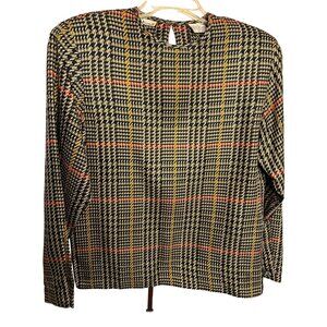 Ann Klein II Size 4 Blouse Silk Plaid Pull over Career Wear Boho Chic